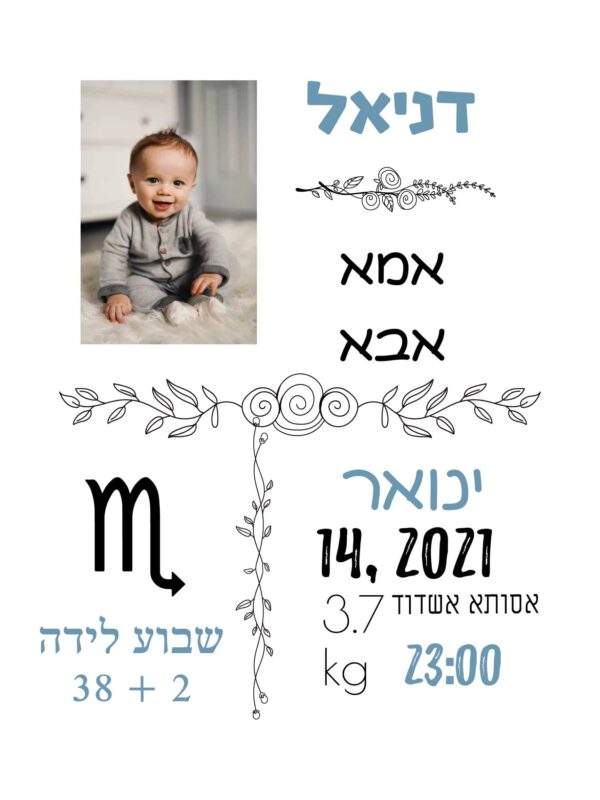 תעודת לידה מעוצבת